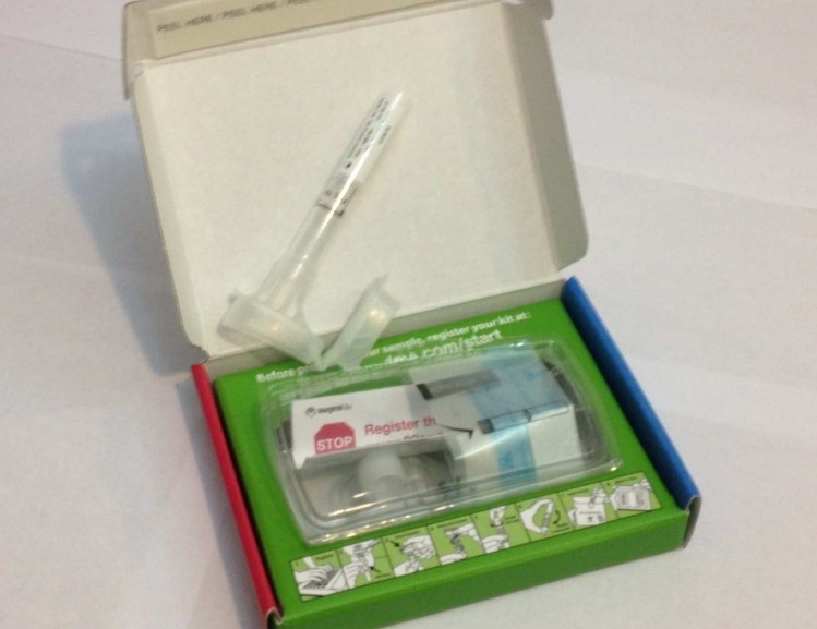 23andMe offers a kit that derives personal genetic information from a saliva sample.  The company has halted marketing of the test after receiving an FDA warning letter.